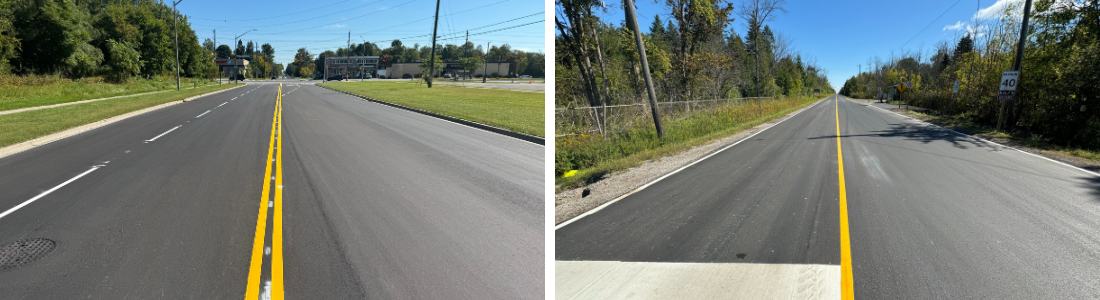 completed road freshly paved and painted