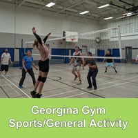 Adults playing volleyball in a gymnasium