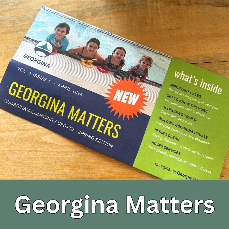 a paper newsletter on a table with the words Georgina Matters