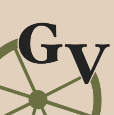 Wagon wheel with letters G and V