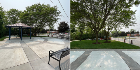 side by side of the updates at Uptown Keswick Parkette