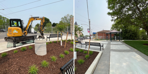 side by side of the updates at Uptown Keswick Parkette