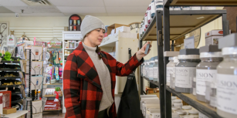 person shopping in a gift shop